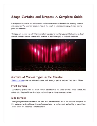 stage curtains and drapes a complete guide