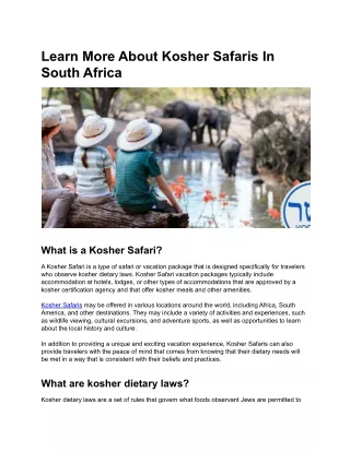 Learn More About Kosher Safaris In South Africa