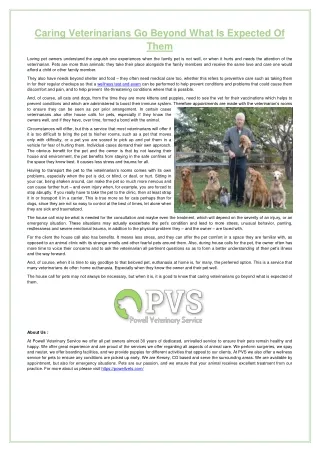 caring veterinarians go beyond what is expected