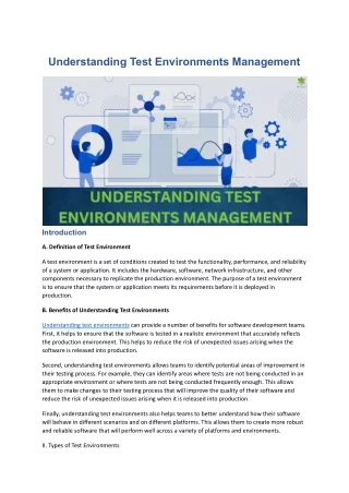 understanding test environments management