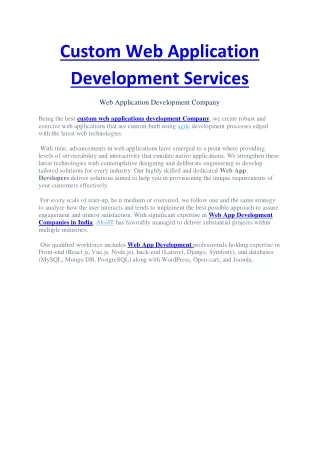 custom web application development services