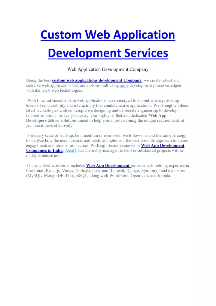 custom web application development services