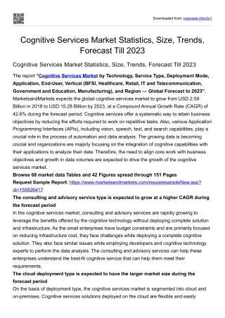 Cognitive Services Market Statistics, Size, Trends, Forecast Till 2023