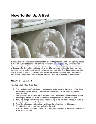 How To Set Up A Bed