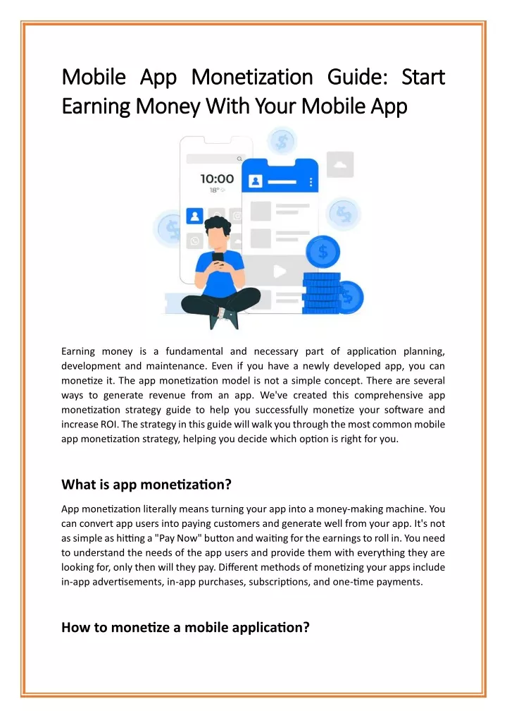 mobile app monetization guide start mobile