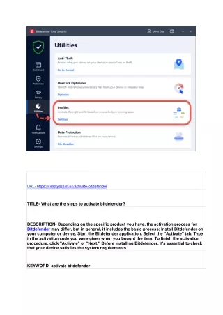 url https simplyassist us activate bitdefender