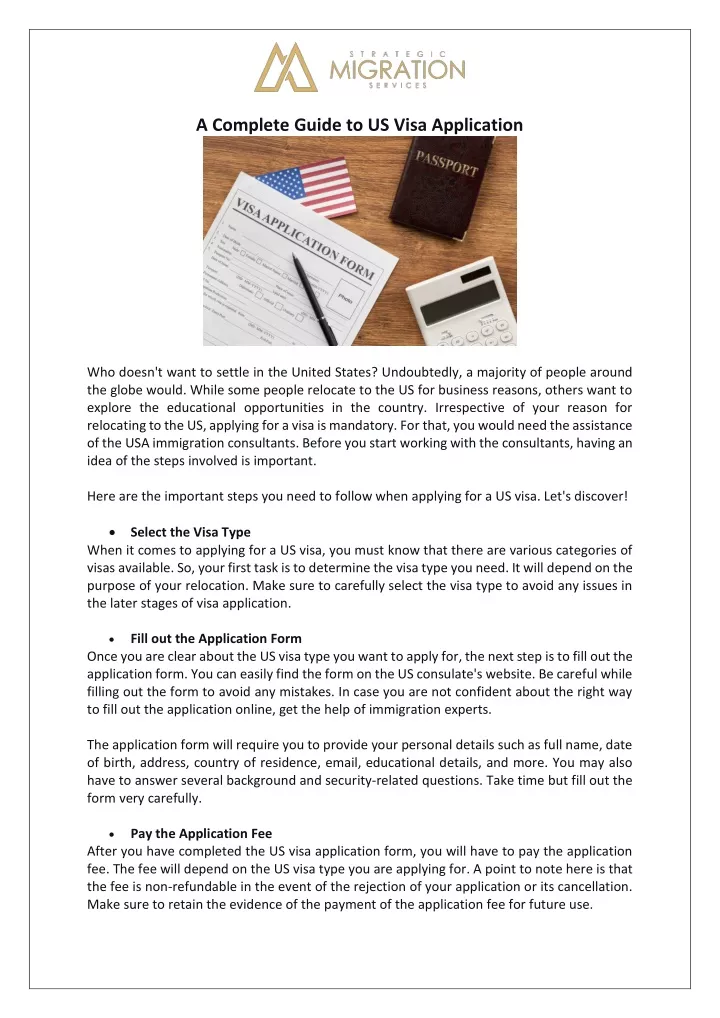 a complete guide to us visa application