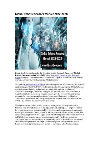 global robotic sensors market 2022 2028