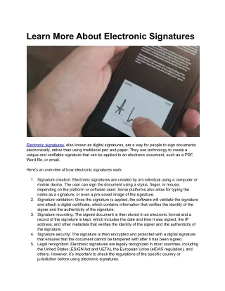 Learn More About Electronic Signatures