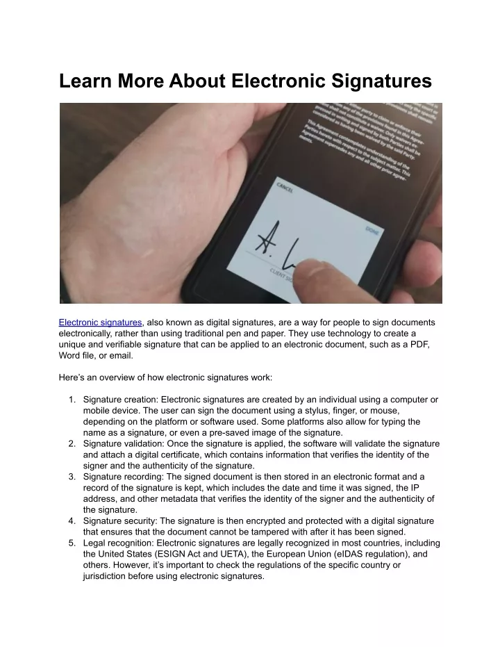 PPT - Learn More About Electronic Signatures PowerPoint Presentation ...