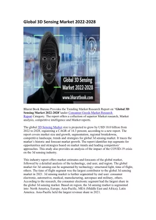 global 3d sensing market 2022 2028