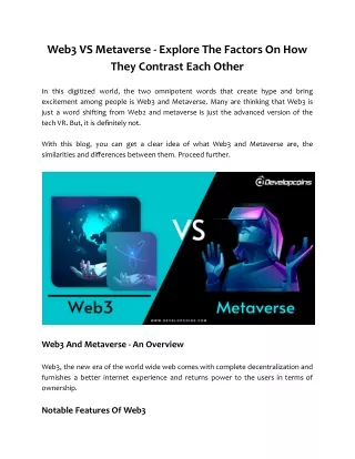 web3 vs metaverse explore the factors on how they