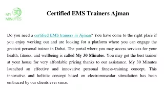 Certified EMS Trainers Ajman