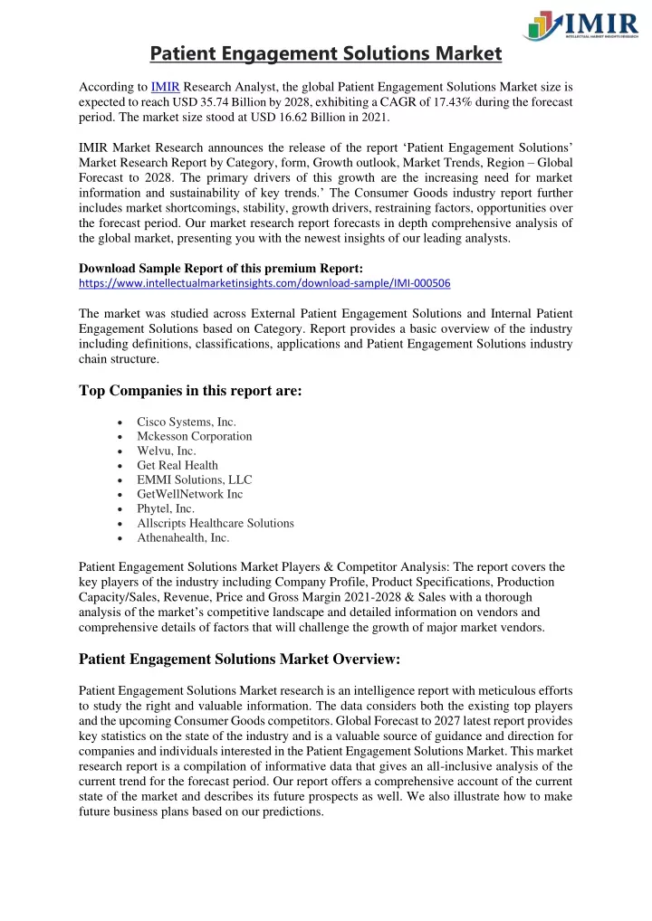 patient engagement solutions market