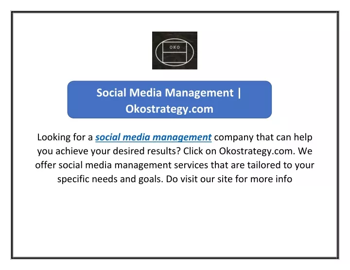 social media management okostrategy com