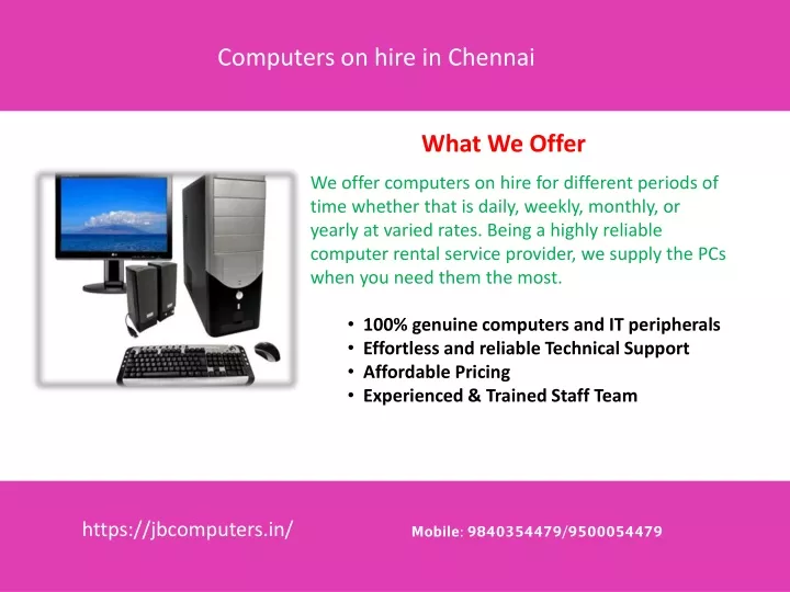 computers on hire in chennai