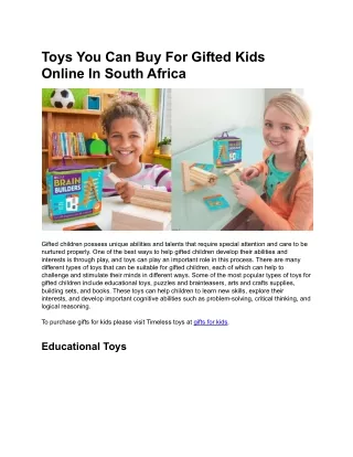 Toys You Can Buy For Gifted Kids Online In South Africa