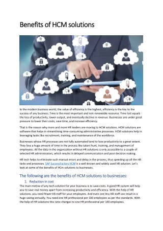 Benefits of HCM solutions