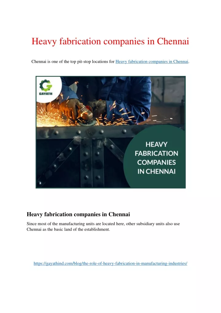 heavy fabrication companies in chennai