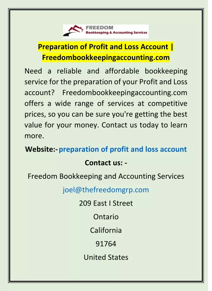 preparation of profit and loss account