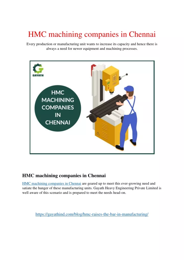 hmc machining companies in chennai