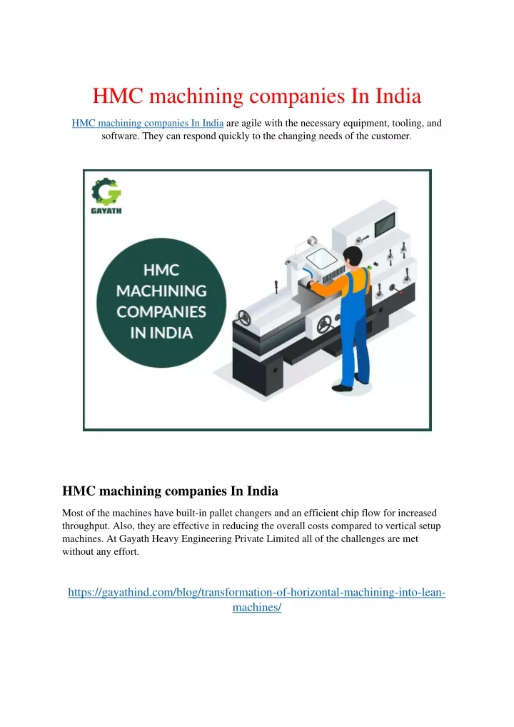 hmc machining companies in india