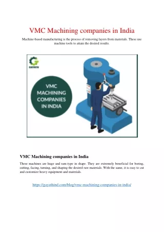 VMC Machining companies in India