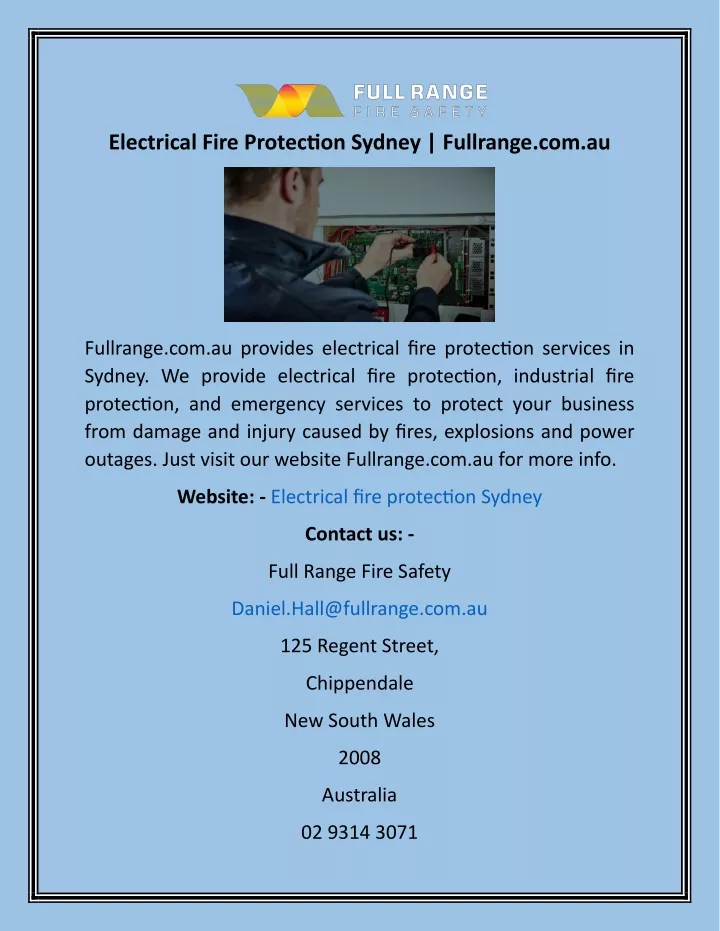 electrical fire protection sydney fullrange com au
