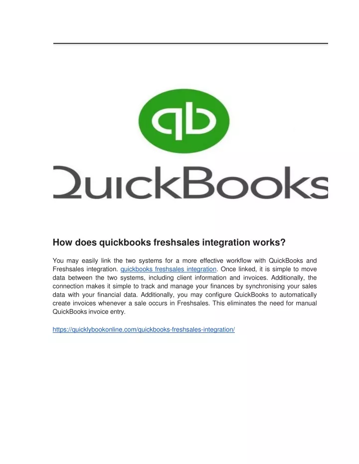 how does quickbooks freshsales integration works