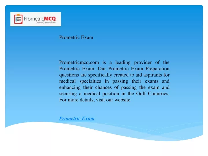 prometric exam prometricmcq com is a leading