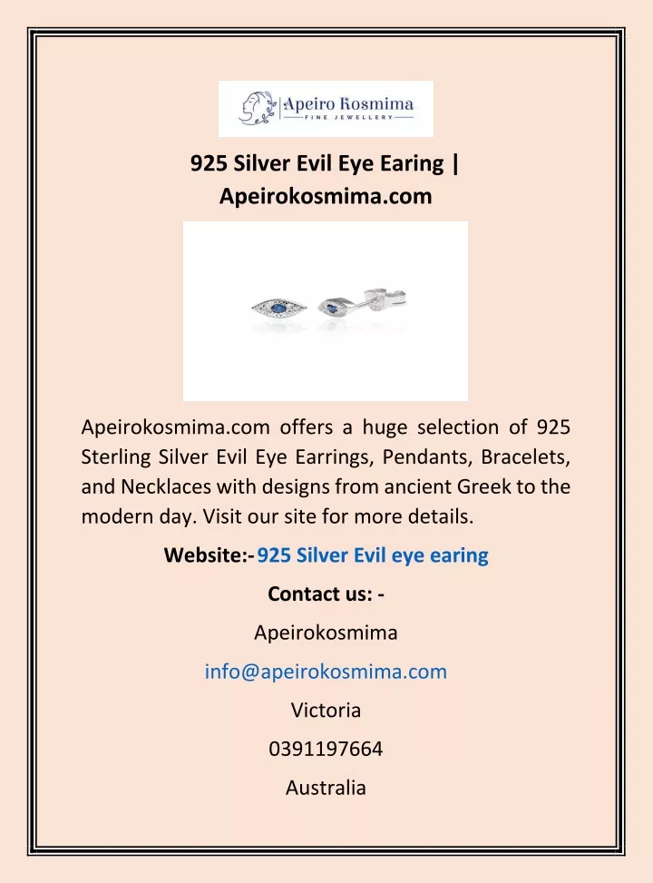 925 silver evil eye earing apeirokosmima com