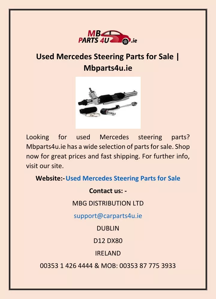 used mercedes steering parts for sale mbparts4u ie