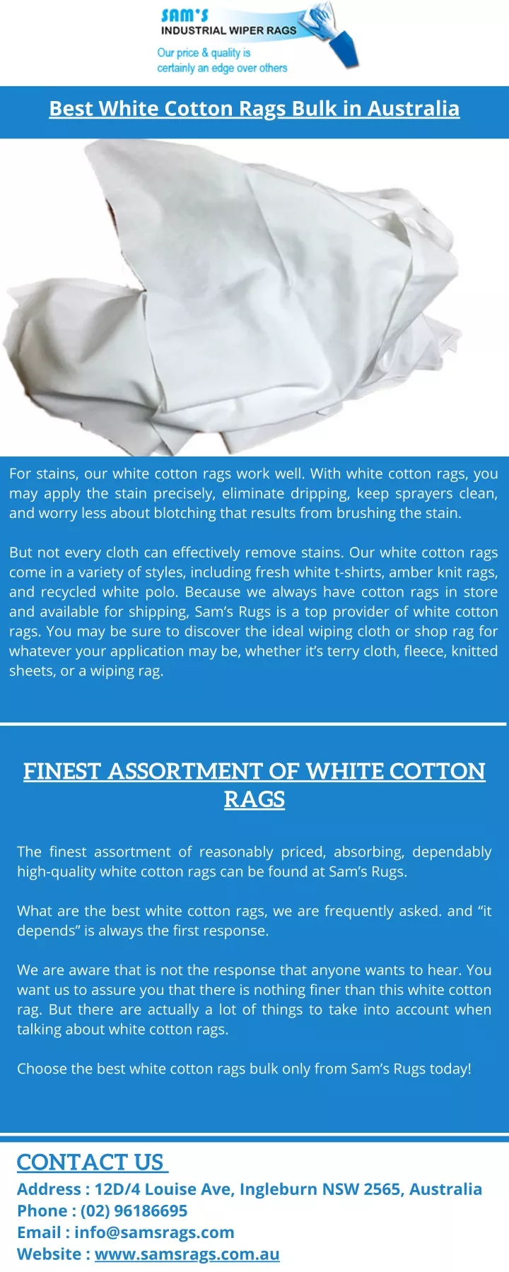 best white cotton rags bulk in australia