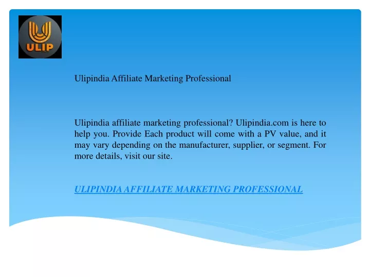 ulipindia affiliate marketing professional