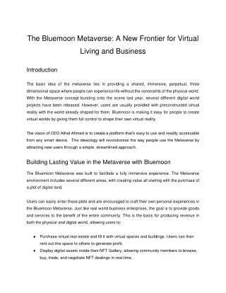 The Bluemoon Metaverse_ A New Frontier for Virtual Living and Business