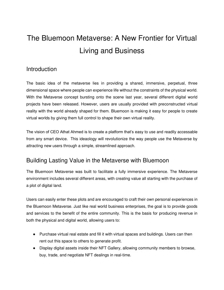 the bluemoon metaverse a new frontier for virtual