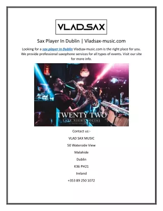 Sax Player In Dublin Vladsax-music.com