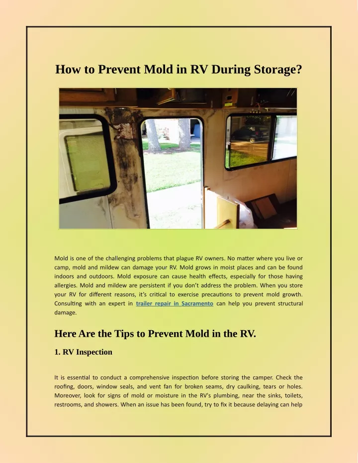 how to prevent mold in rv during storage