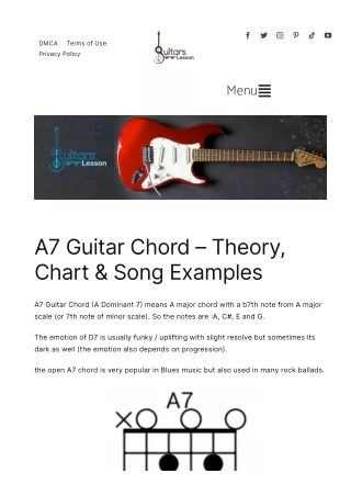 A7 Guitar Chord – Theory, Chart & Song Examples