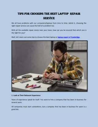 Tips for Choosing the Best Laptop Repair Service