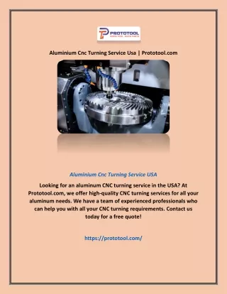 Aluminium Cnc Turning Service Usa | Prototool.com