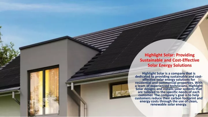 highlight solar providing sustainable and cost effective solar energy solutions