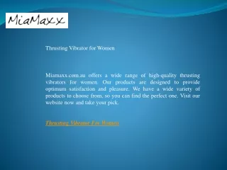 Thrusting Vibrator for Women   Miamaxx.com.au
