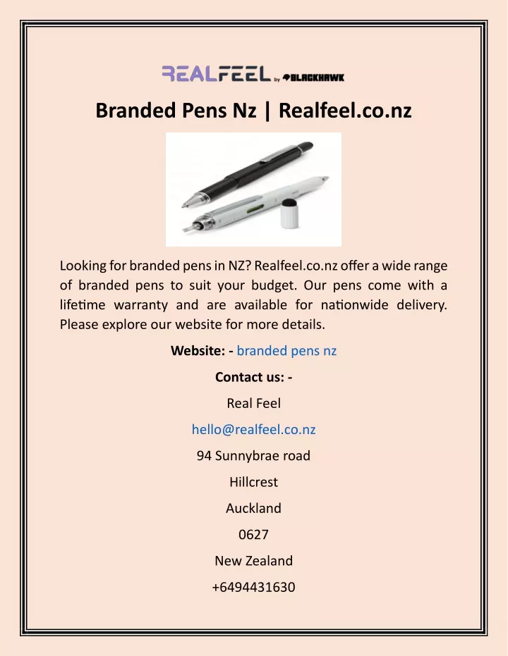 branded pens nz realfeel co nz