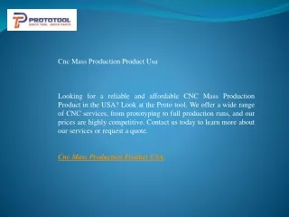 Cnc Mass Production Product Usa   Prototool.com