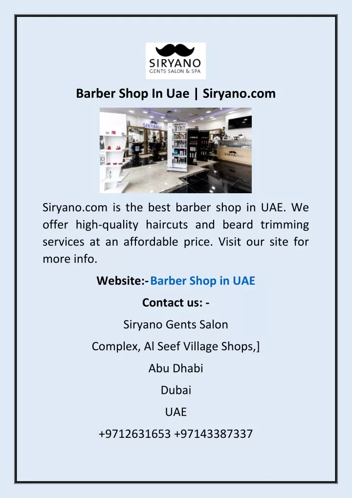 barber shop in uae siryano com