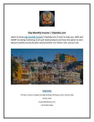 Ulip Monthly Income Ulipindia