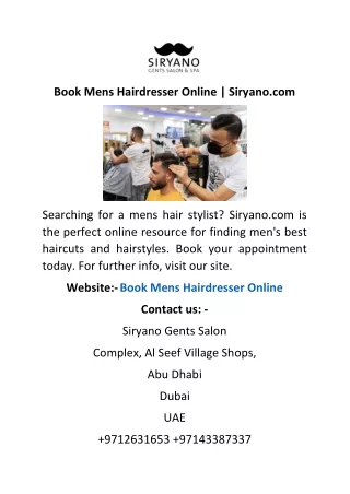 Book Mens Hairdresser Online | Siryano.com