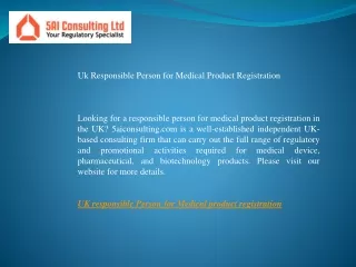 Uk Responsible Person for Medical Product Registration   5aiconsulting.com