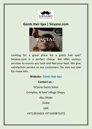 Gents Hair Spa | Siryano.com